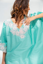 Load image into Gallery viewer, Lounge Kaftan Turquoise with Light Pink