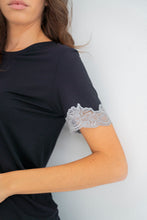 Load image into Gallery viewer, Black Soft short-sleeve PJ set