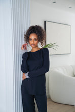 Load image into Gallery viewer, Black Soft Long-sleeve PJ set