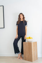 Load image into Gallery viewer, Black Soft short-sleeve PJ set