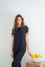 Load image into Gallery viewer, Black Soft short-sleeve PJ set