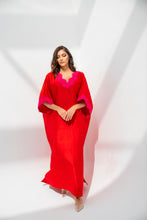 Load image into Gallery viewer, Lounge Kaftan Red with Fuchsia