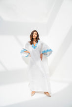 Load image into Gallery viewer, Lounge Kaftan White with Blue