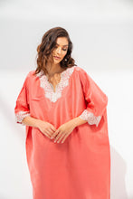 Load image into Gallery viewer, Lounge Kaftan Peach with Beige