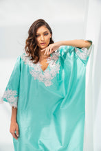 Load image into Gallery viewer, Lounge Kaftan Turquoise with Light Pink