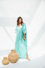 Load image into Gallery viewer, Lounge Kaftan Turquoise with Light Pink