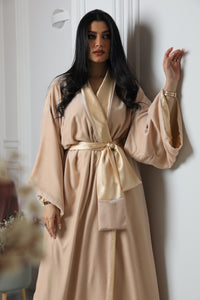Nude Velvet Kimono Robe