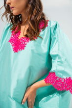 Load image into Gallery viewer, Lounge Kaftan Turquoise with Fuschia