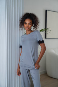 Gray Soft short-sleeve PJ set