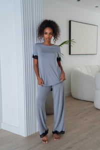 Gray Soft short-sleeve PJ set