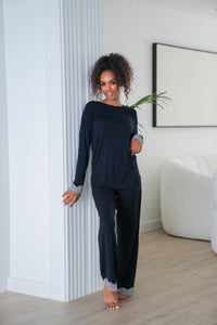 Black Soft Long-sleeve PJ set