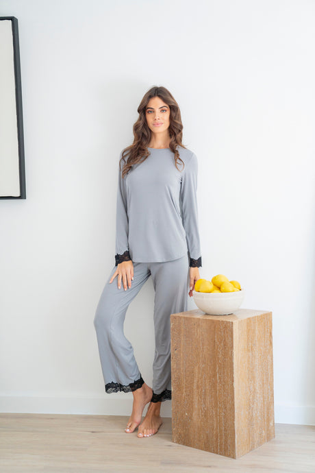 Gray Soft Long-sleeve PJ set