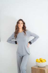 Gray Soft Long-sleeve PJ set