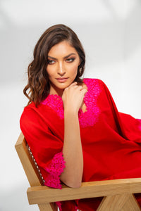 Lounge Kaftan Red with Fuchsia