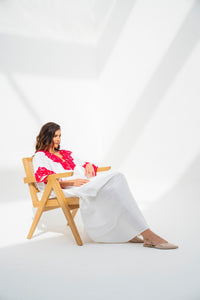 Lounge Kaftan White with Red