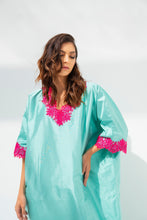 Load image into Gallery viewer, Lounge Kaftan Turquoise with Fuschia